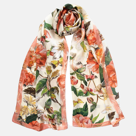 Rosa - Long Silk Scarf - Peach - Solstik