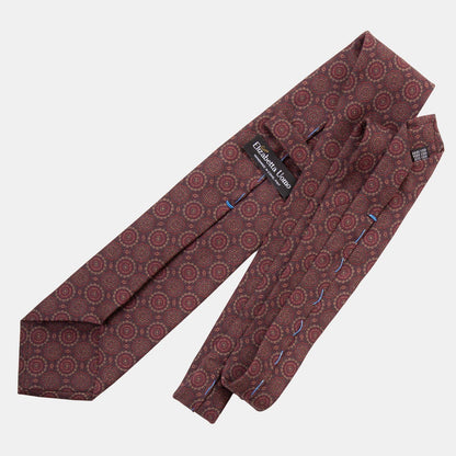 Moretti - Printed Madder Silk Tie - Brown & Burgundy - Solstik