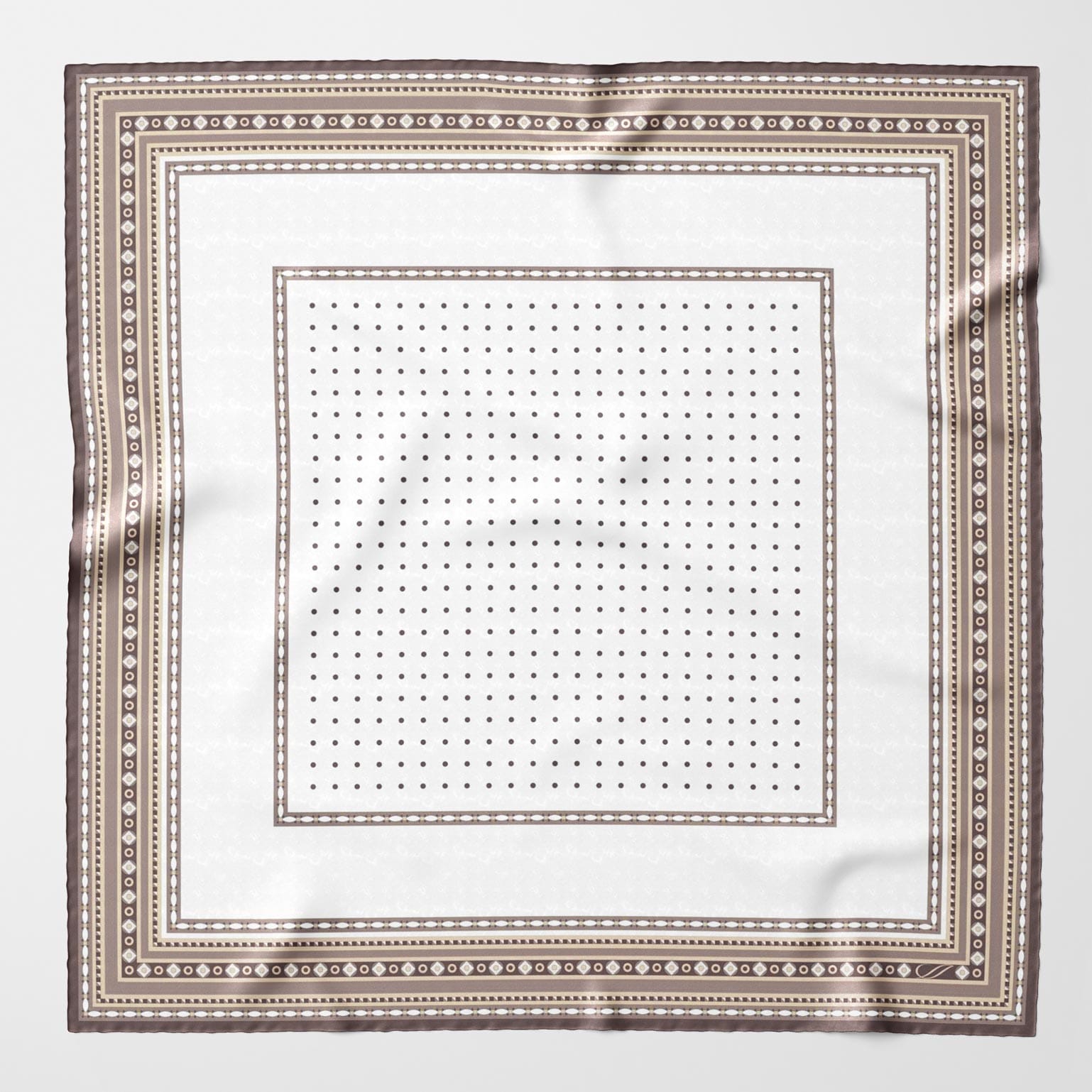 Verona - Silk Neckerchief - White & Sand - Solstik