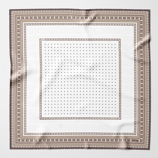 Verona - Silk Neckerchief - White & Sand - Solstik