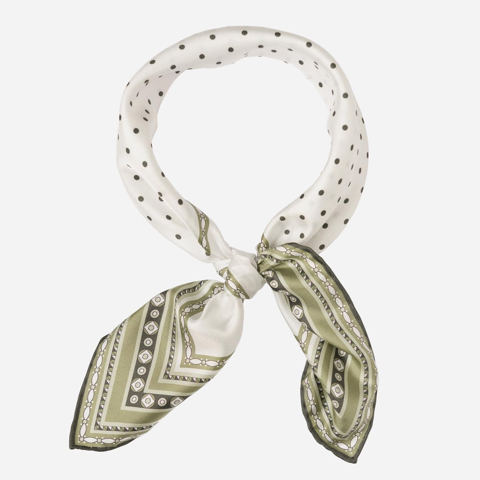 Verona - Silk Neckerchief - White & Sage - Solstik