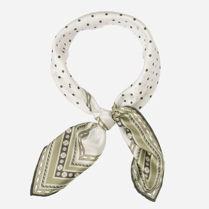Verona - Silk Neckerchief - White & Sage - Solstik