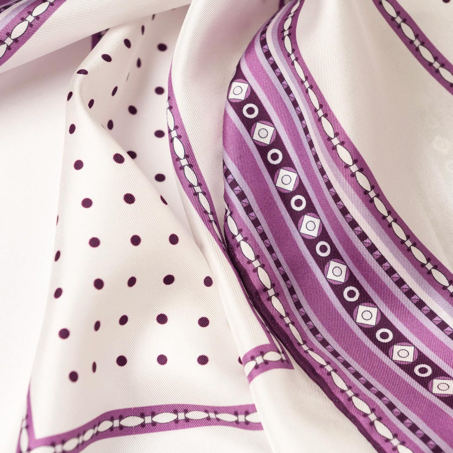 Verona - Silk Neckerchief - White & Lilac - Solstik