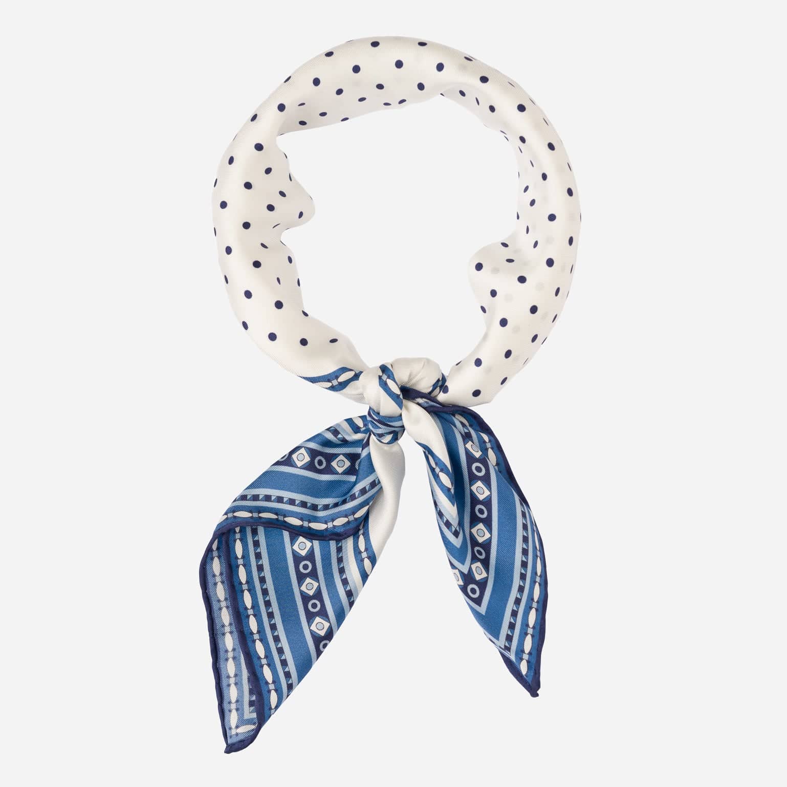 Verona - Silk Neckerchief - White & Blue - Solstik