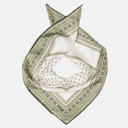 Verona - Silk Neckerchief - White & Sage - Solstik