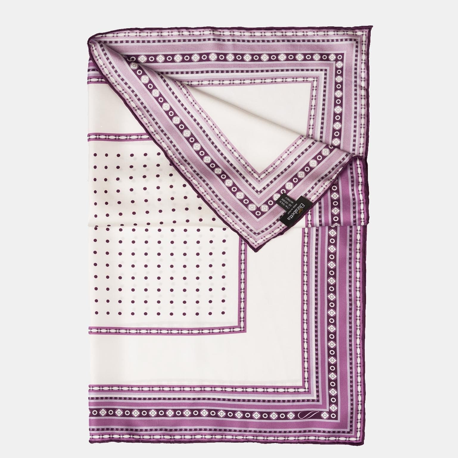 Verona - Silk Neckerchief - White & Lilac - Solstik