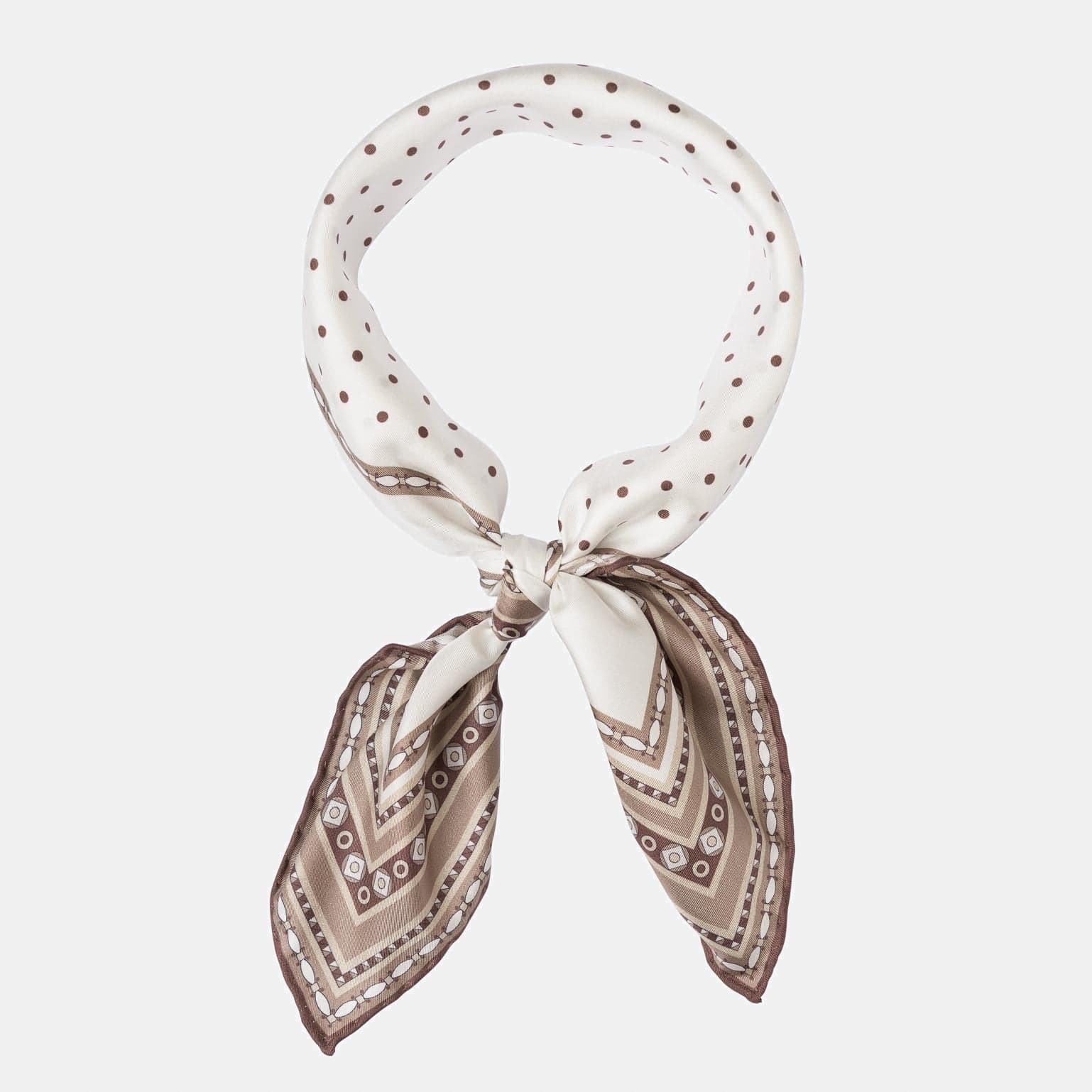 Verona - Silk Neckerchief - White & Sand - Solstik