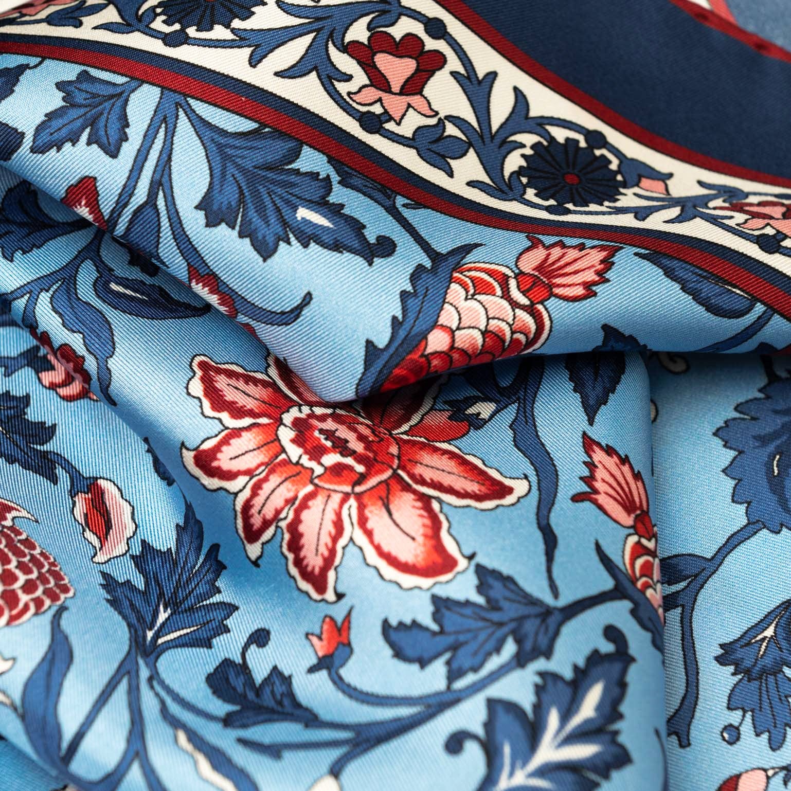 Carrara - Silk Neckerchief - Blue & Pink - Solstik