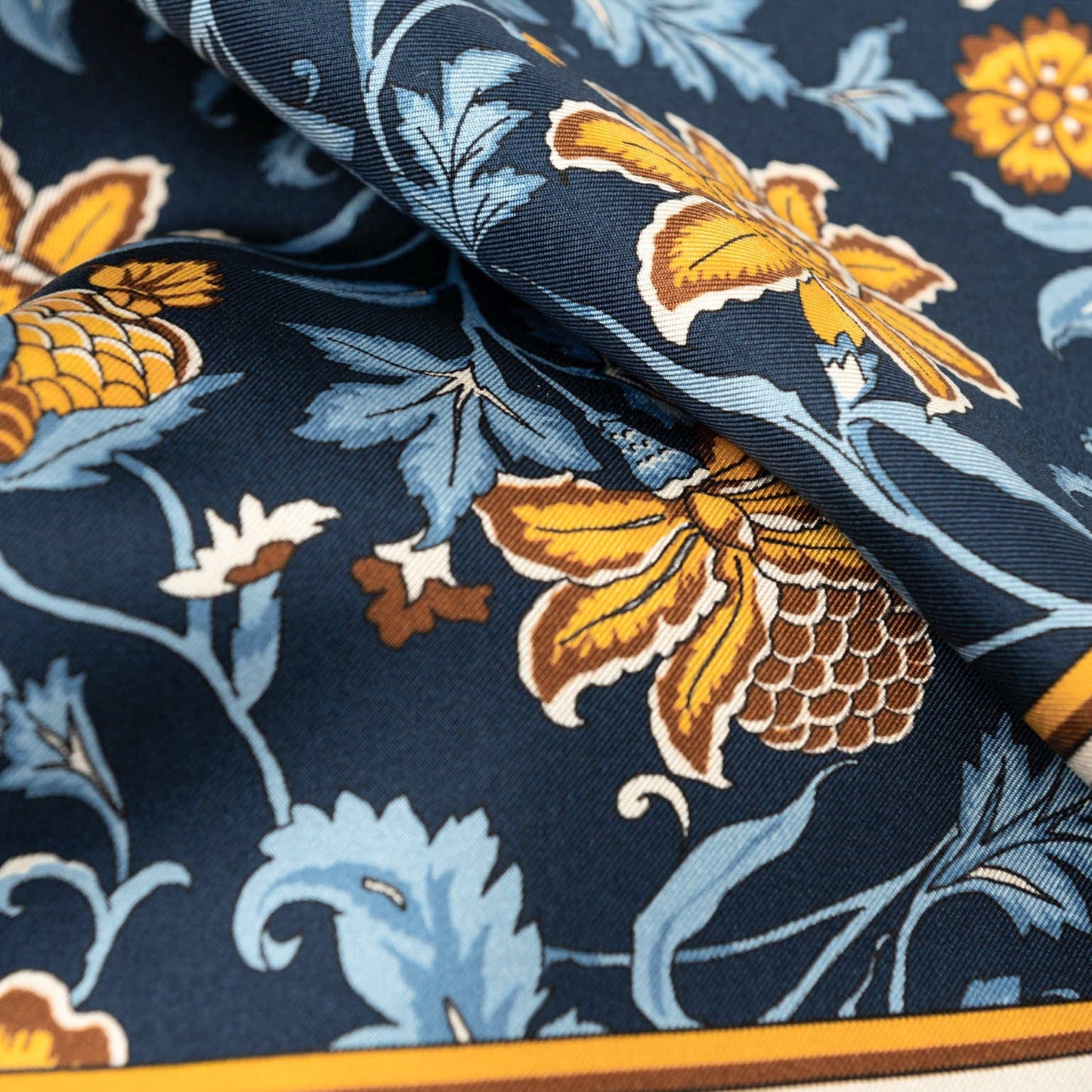 Carrara - Silk Neckerchief - Navy & Mustard - Solstik