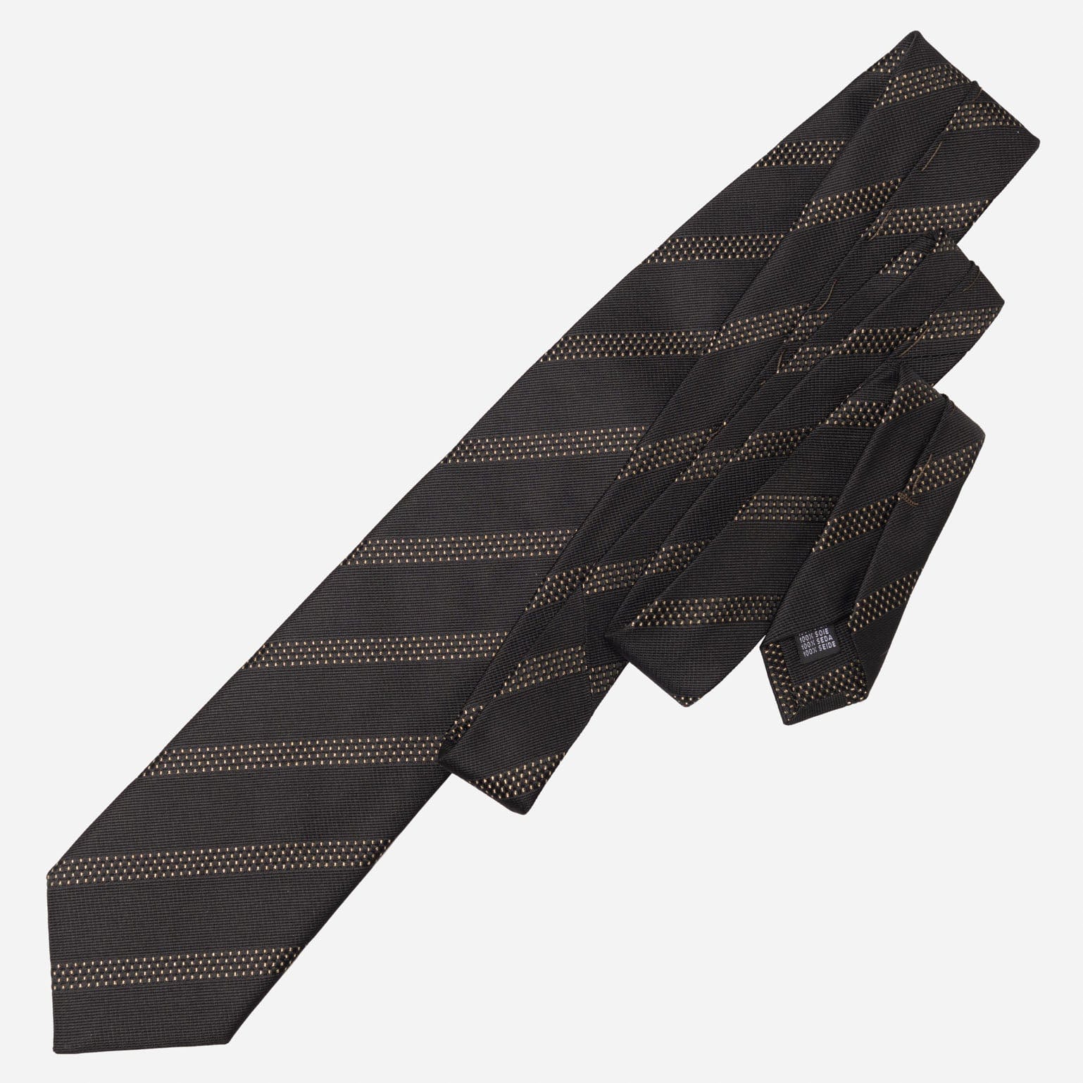 Milano - Silk Jacquard Tie - Black and Gold - Solstik