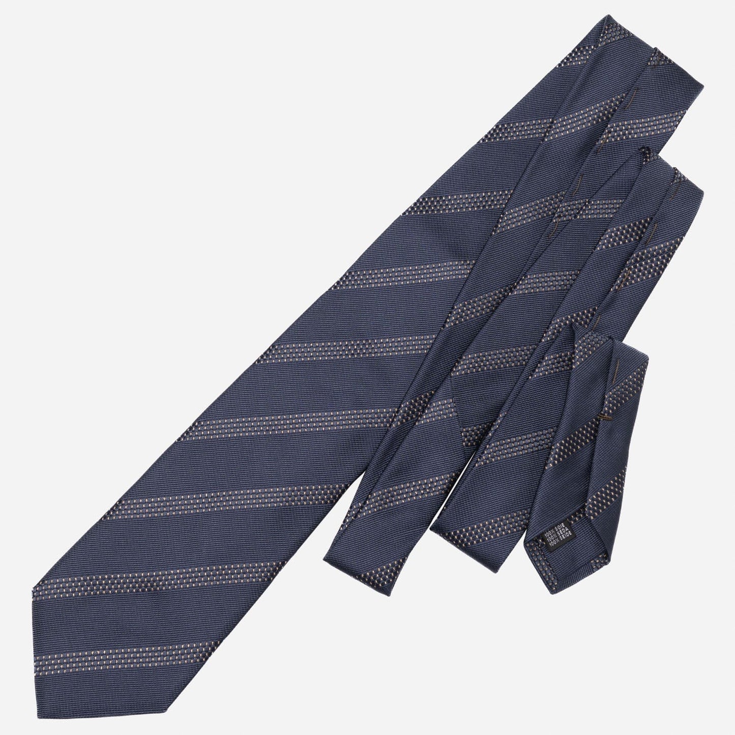 Milano - Silk Jacquard Tie - Navy and Gold - Solstik
