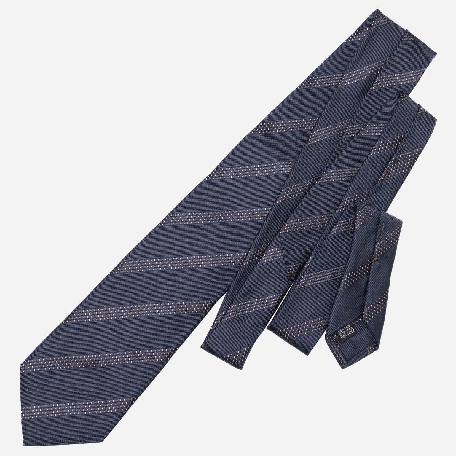 Milano - Silk Jacquard Tie - Navy and Gold - Solstik