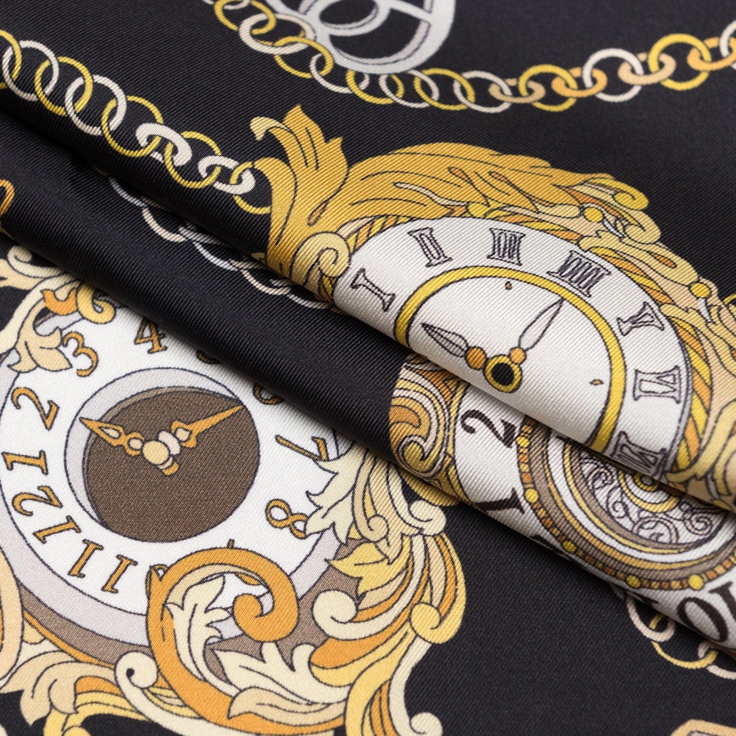 Like Clockwork - Silk Pocket Square - Black - Solstik