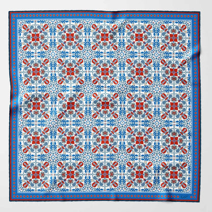 Nebbiolo - Silk Pocket Square - Blue and Red - Solstik