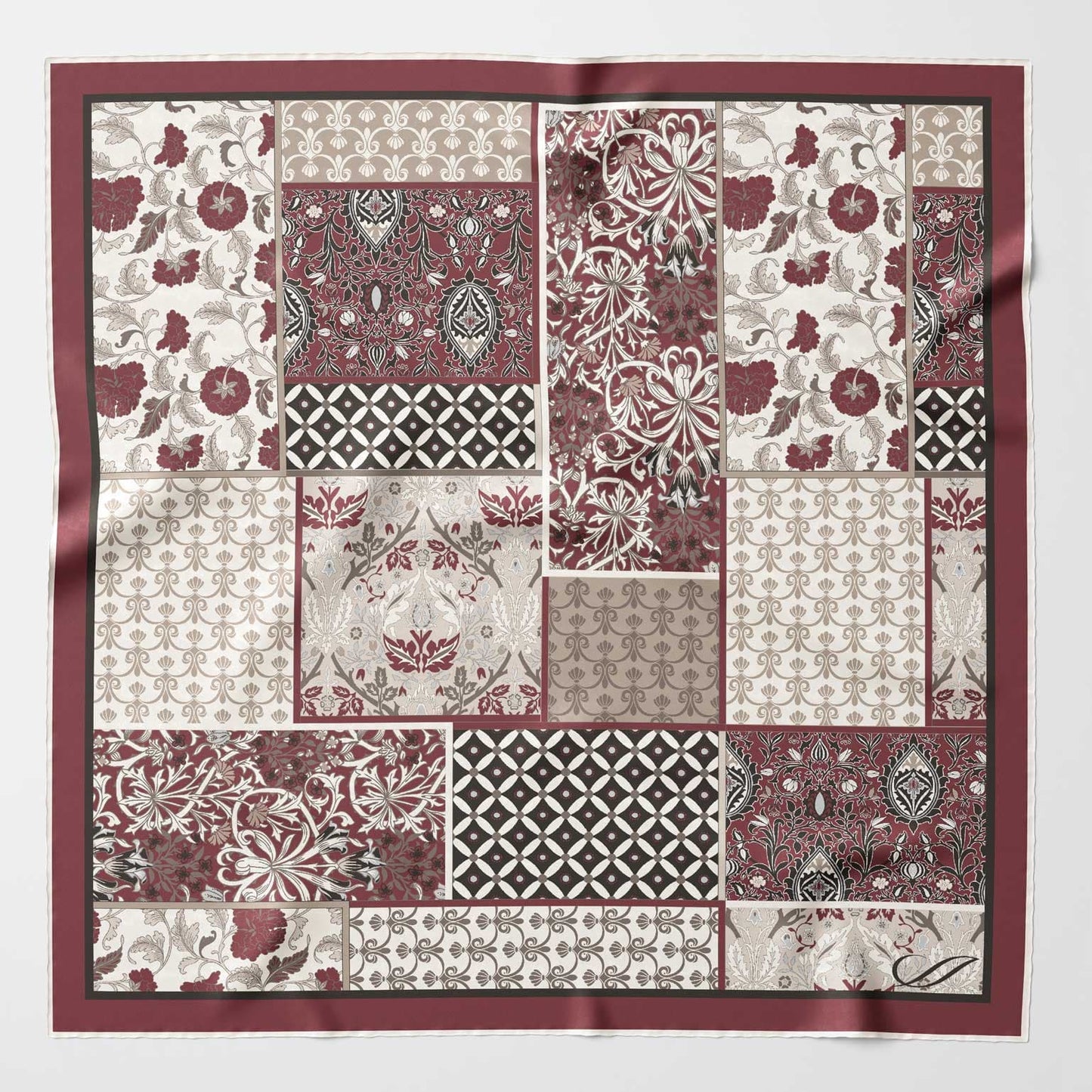 Portici - Silk Pocket Square - Maroon - Solstik