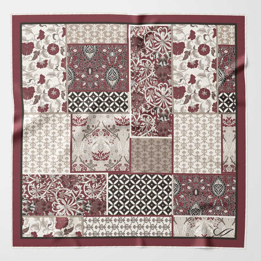 Portici - Silk Pocket Square - Maroon - Solstik