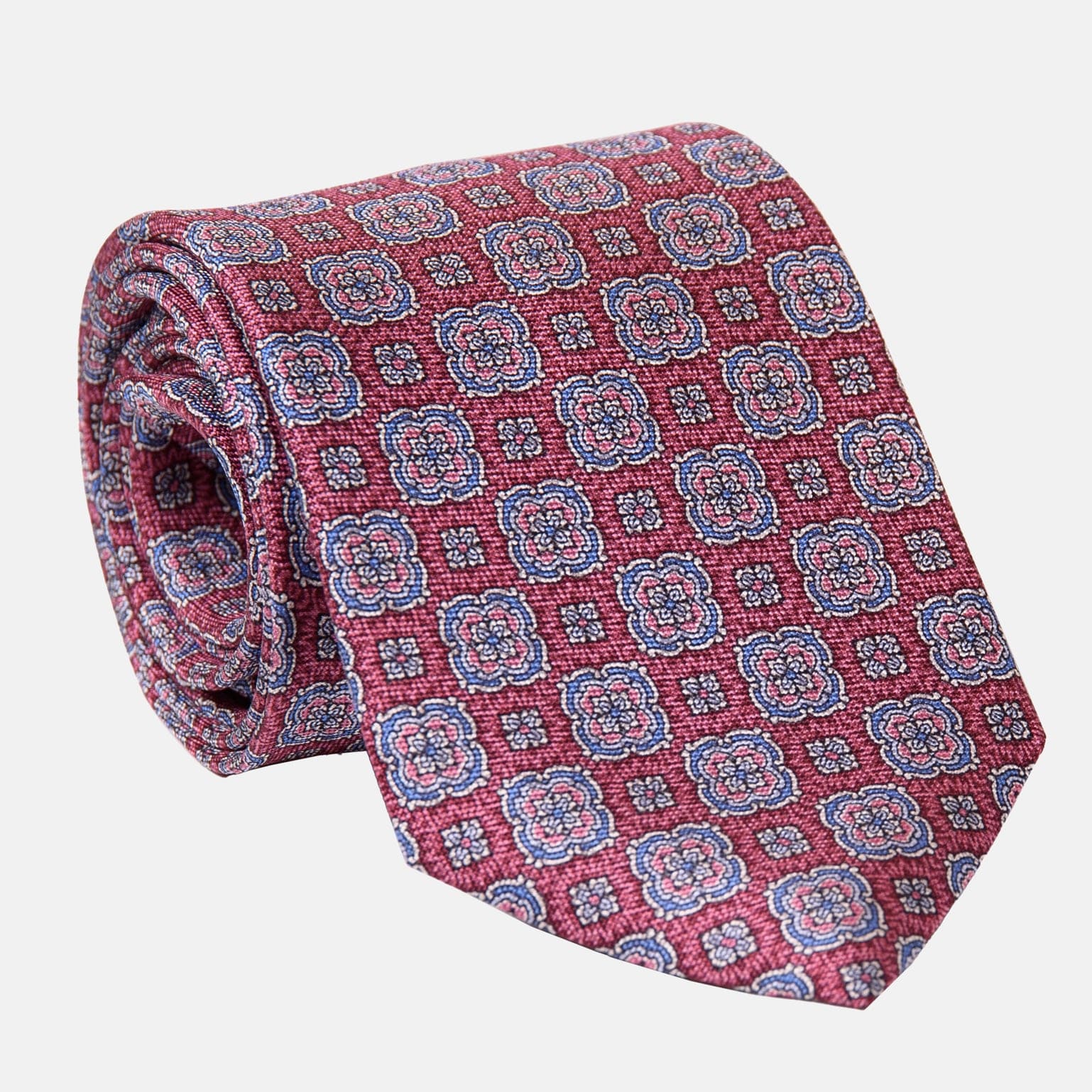 Veneto - Printed Silk Tie - Claret Red - Solstik