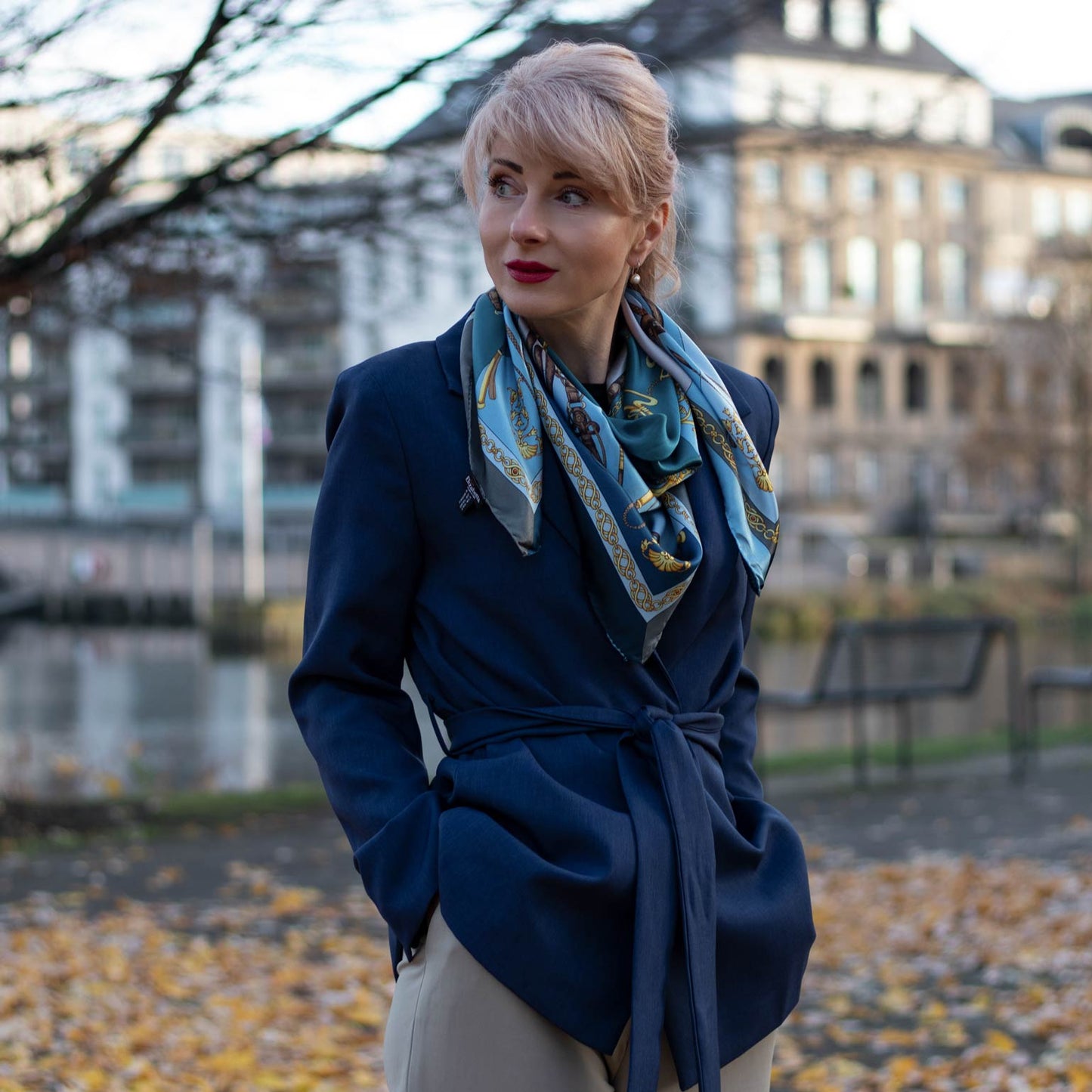 Gabriella - Silk Foulard - Azure - Solstik