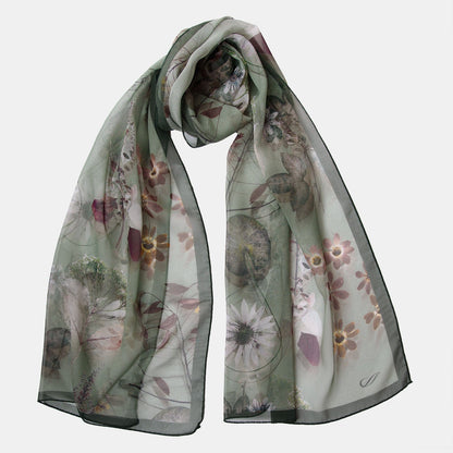 Botanica - Long Silk Scarf - Green - Solstik