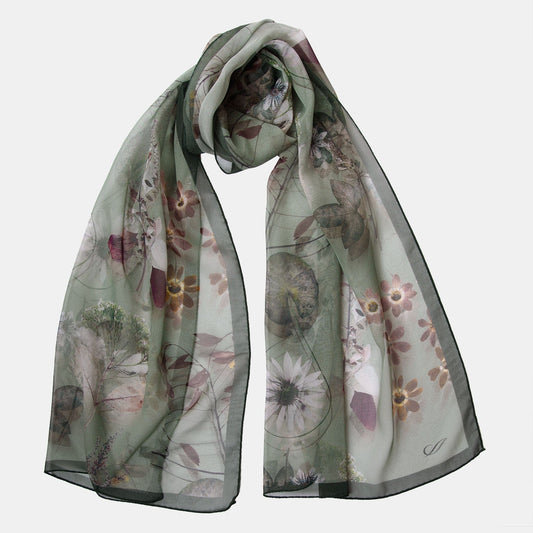 Botanica - Long Silk Scarf - Green - Solstik