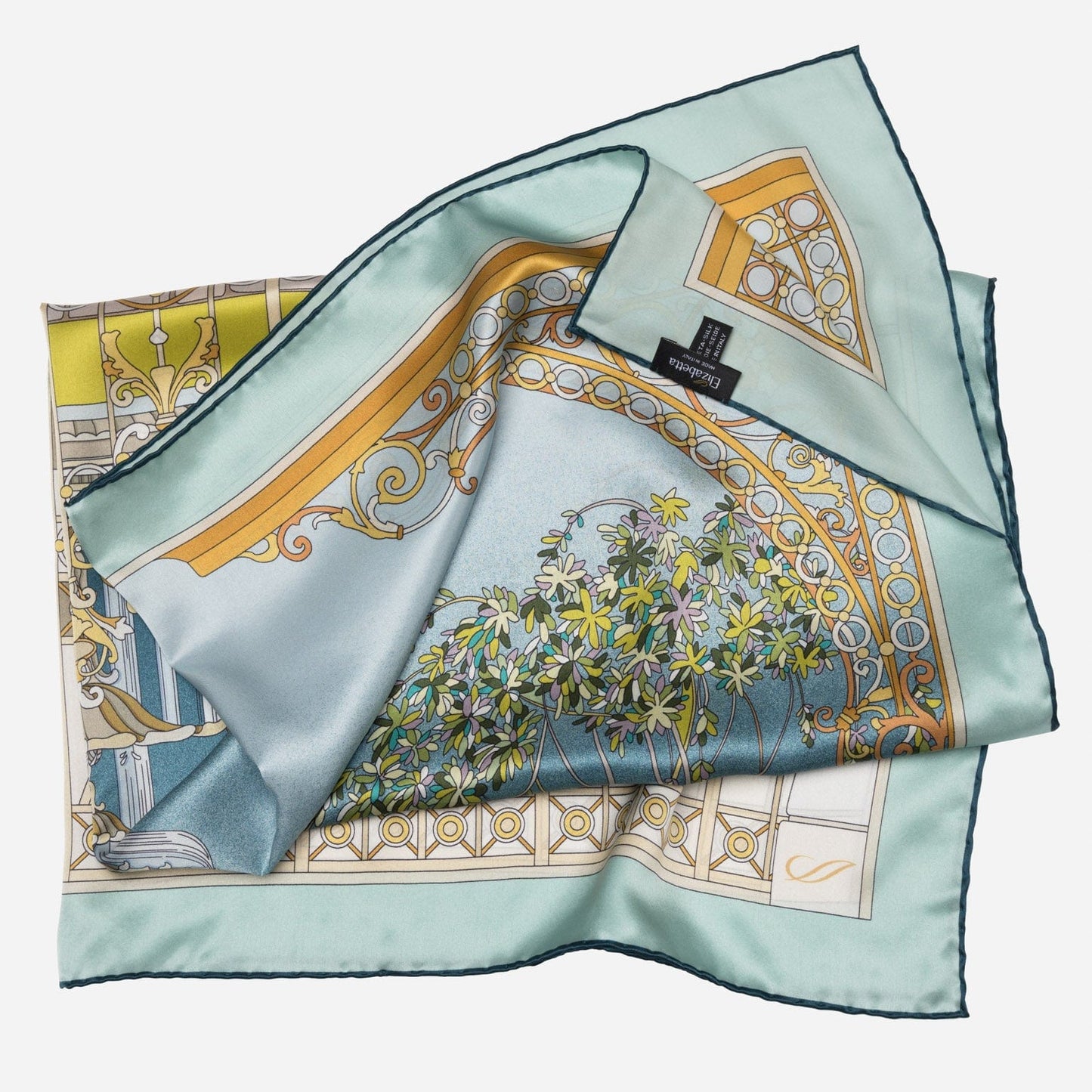 Garden of Dreams - Silk Foulard - Aqua - Solstik