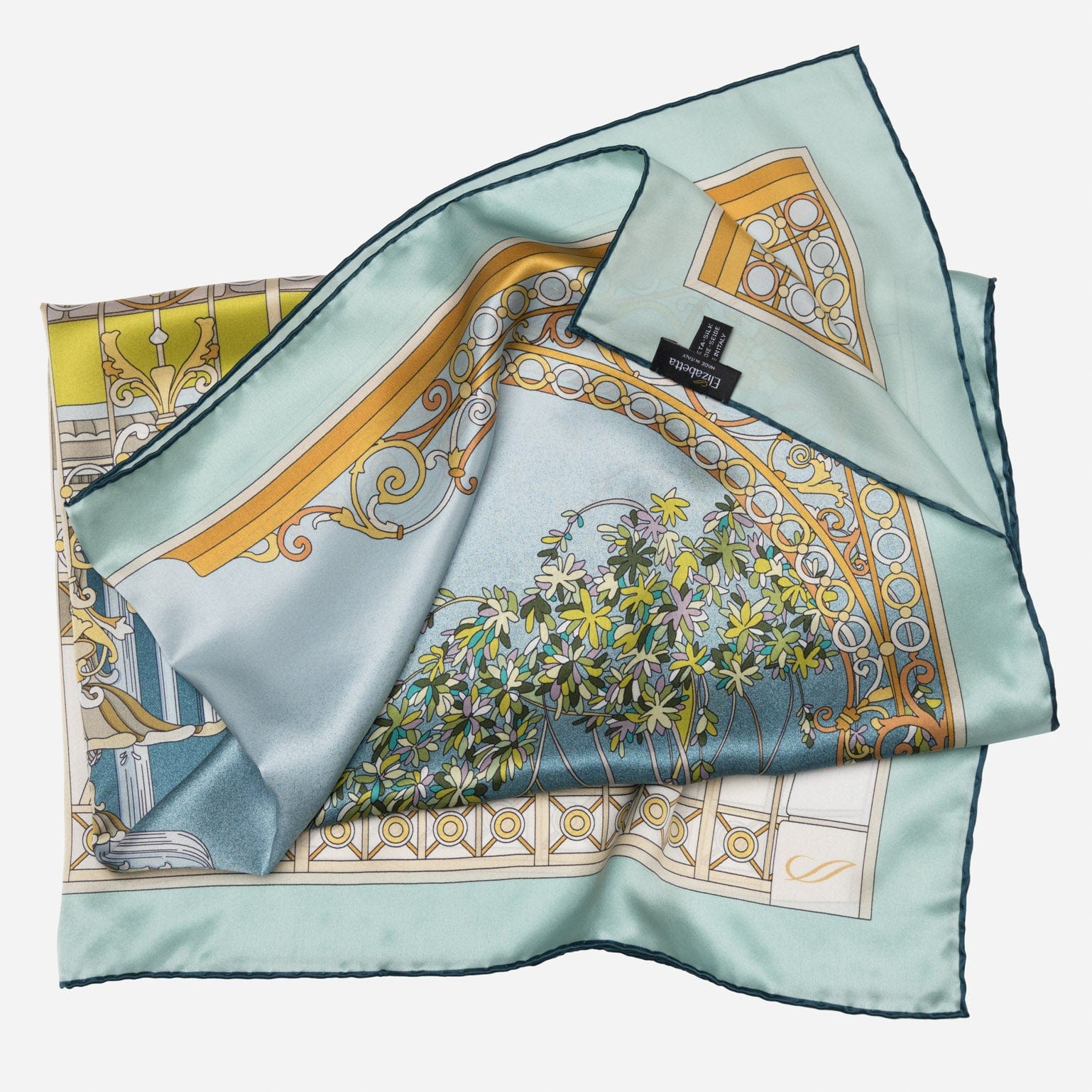 Garden of Dreams - Silk Foulard - Aqua - Solstik