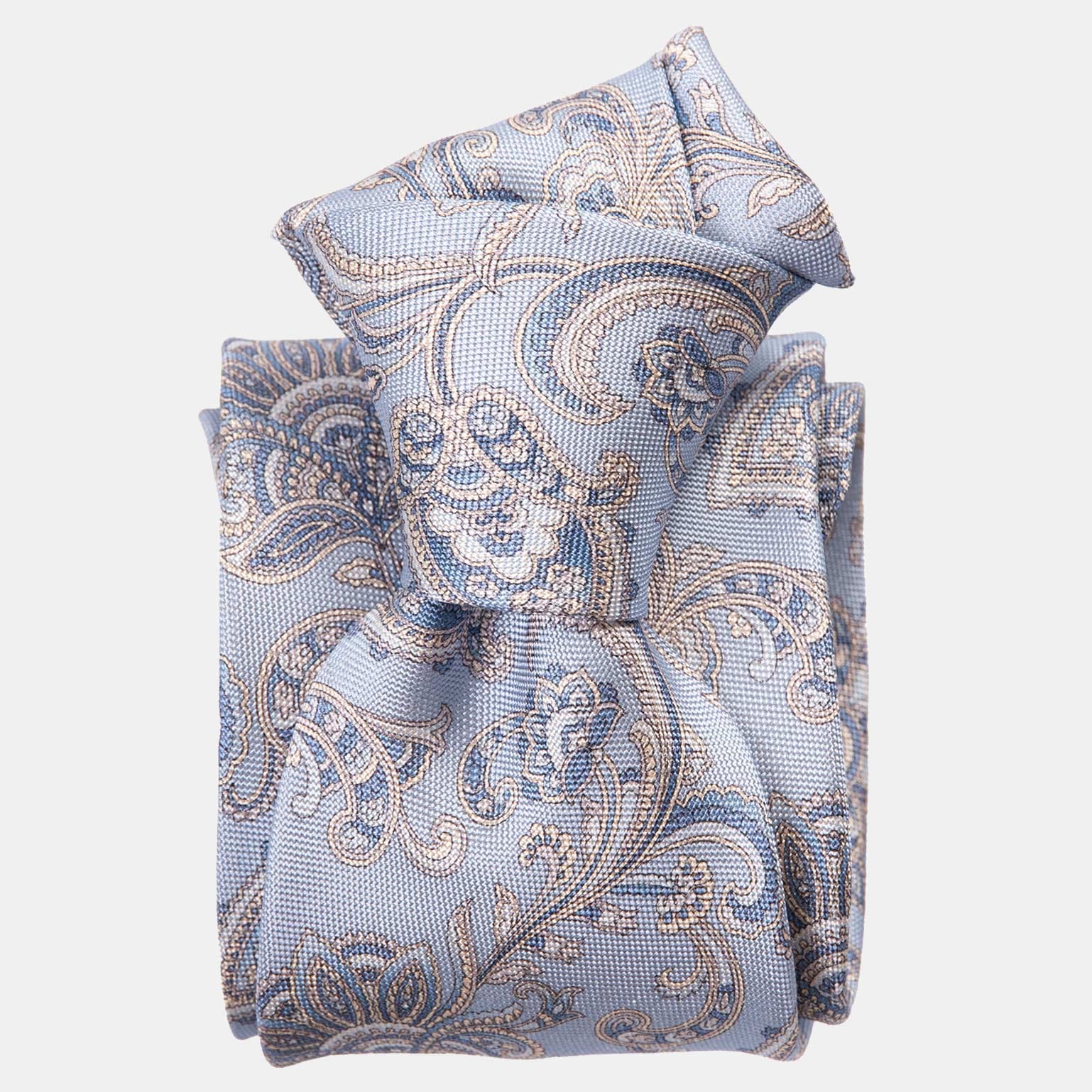 Novara - Printed Silk Tie - Sky Blue - Solstik