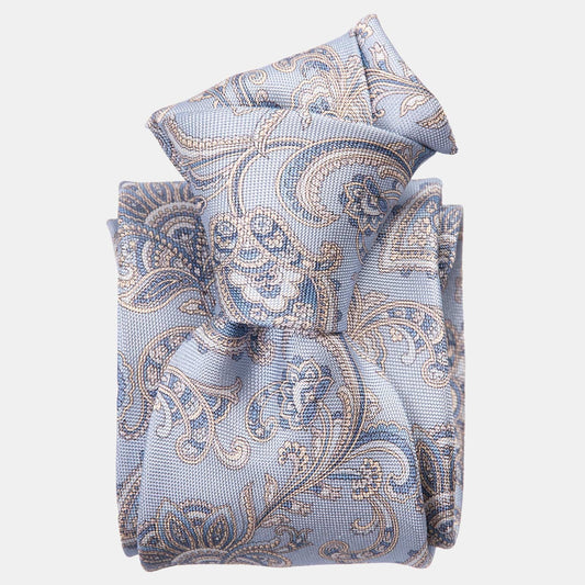 Novara - Printed Silk Tie - Sky Blue - Solstik