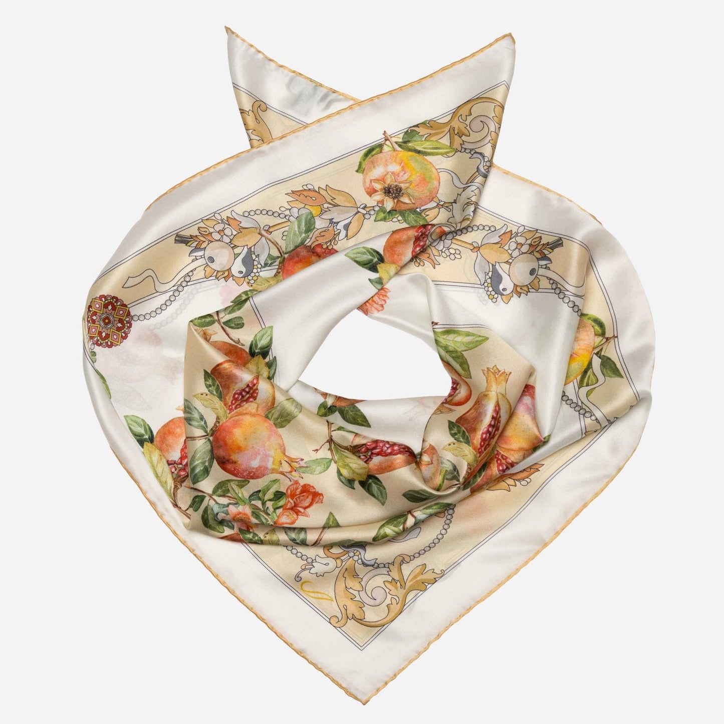 Melograno - Silk Foulard - White Gold - Solstik