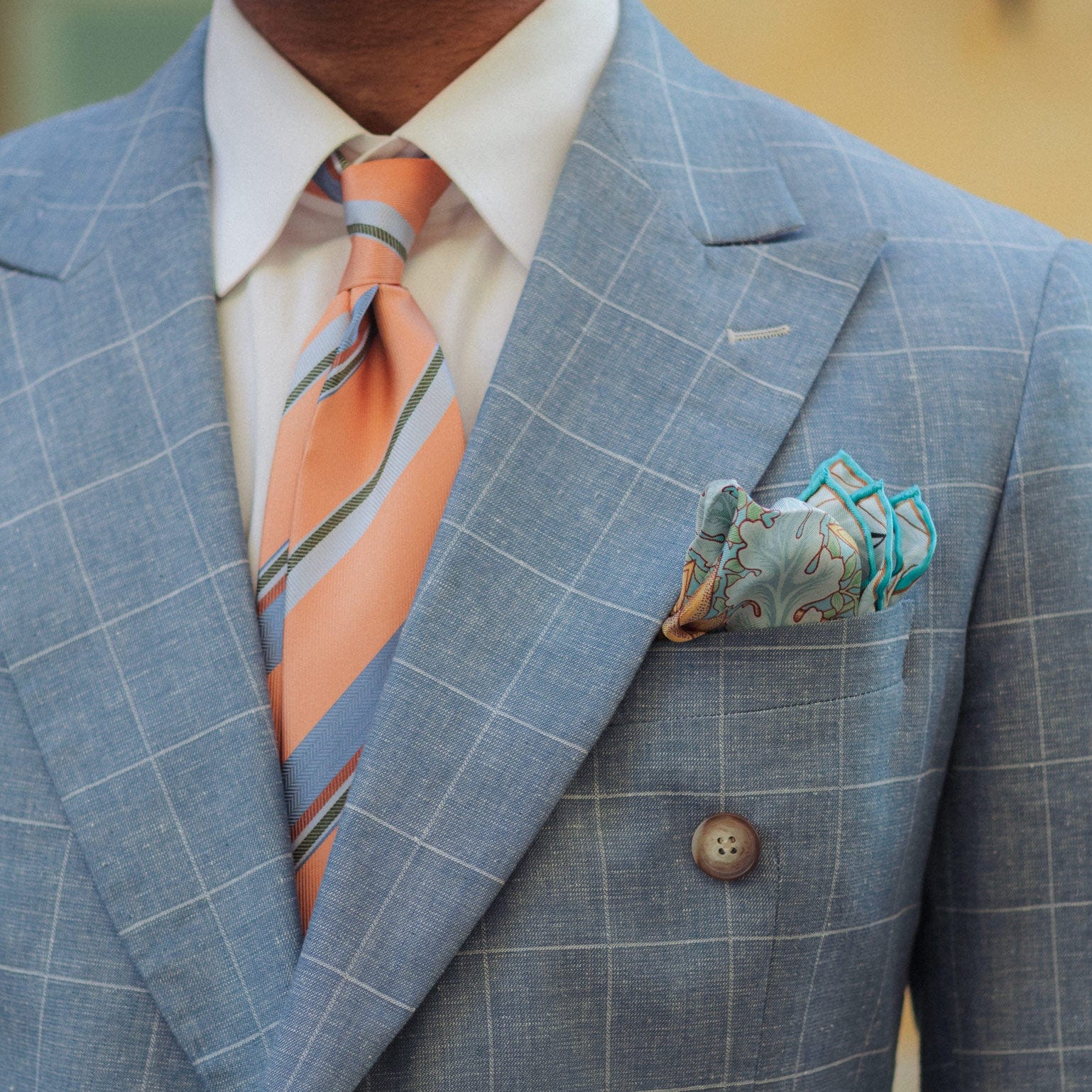 Londra - Silk Pocket Square - Aqua - Solstik