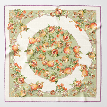 Melograno - Silk Foulard - Venetian Glass Green - Solstik