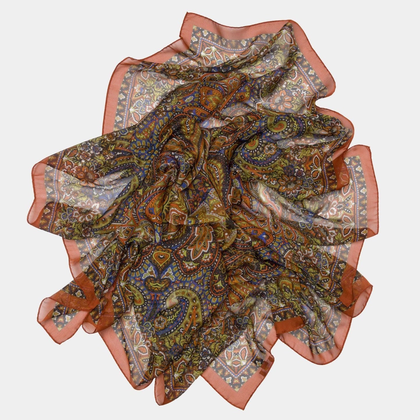 Helena - Silk Scarf Shawl - Rust - Solstik