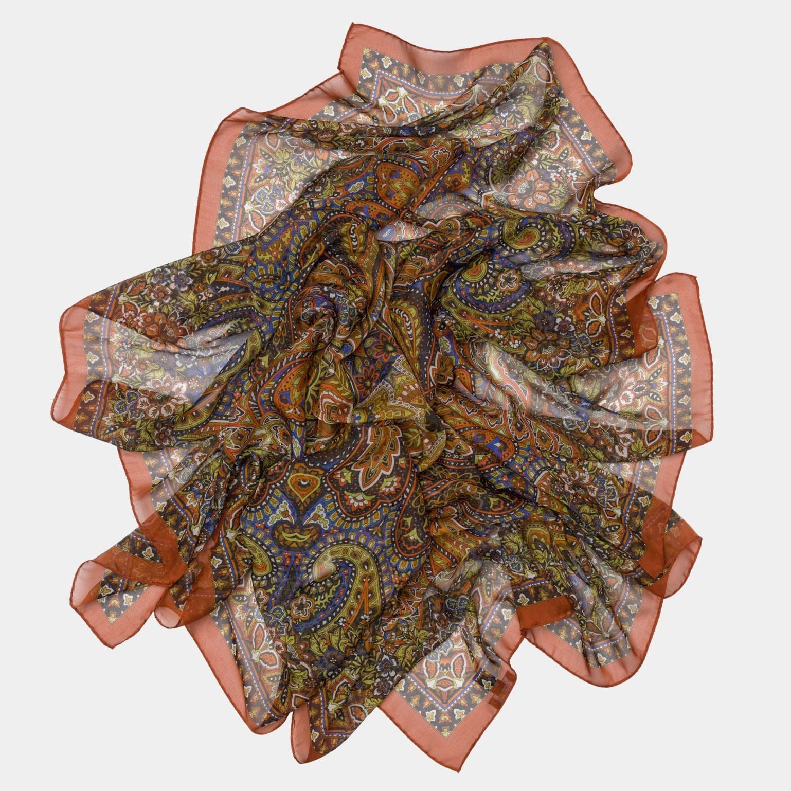 Helena - Silk Scarf Shawl - Rust - Solstik