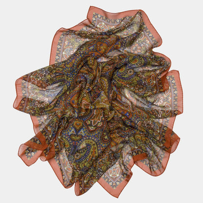 Helena - Silk Scarf Shawl - Rust - Solstik