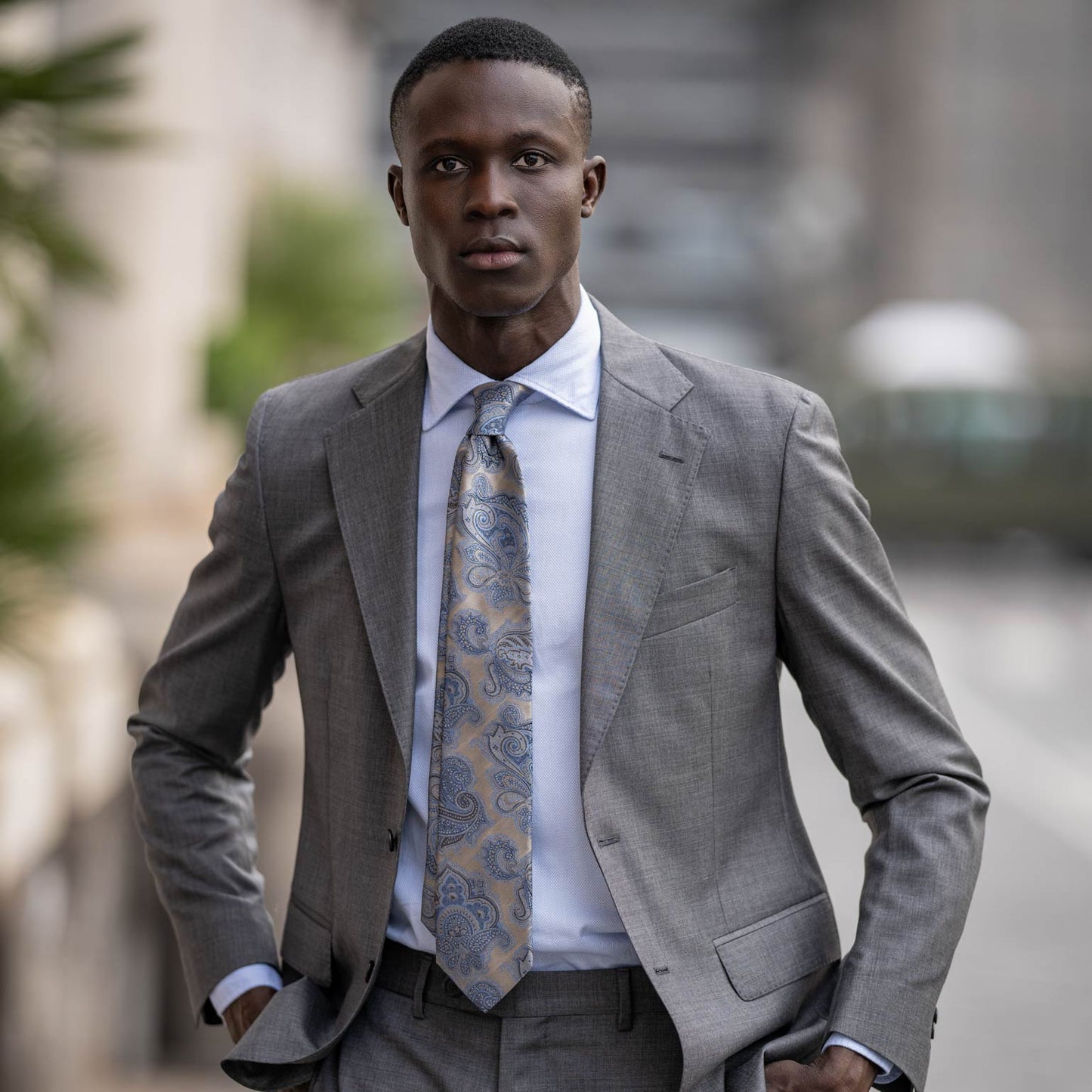 Cortina - Silk Jacquard Tie - Warm Pewter - Solstik