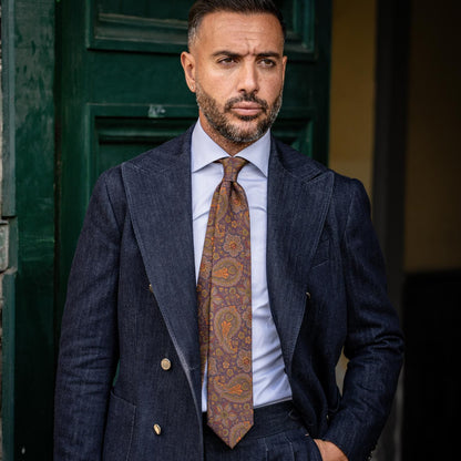 Trevi - Printed Madder Silk Tie - Plum - Solstik