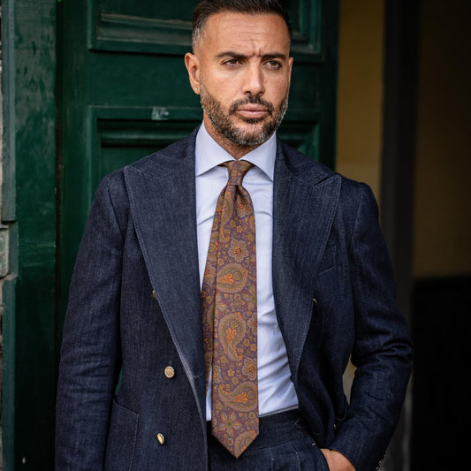 Trevi - Printed Madder Silk Tie - Plum - Solstik