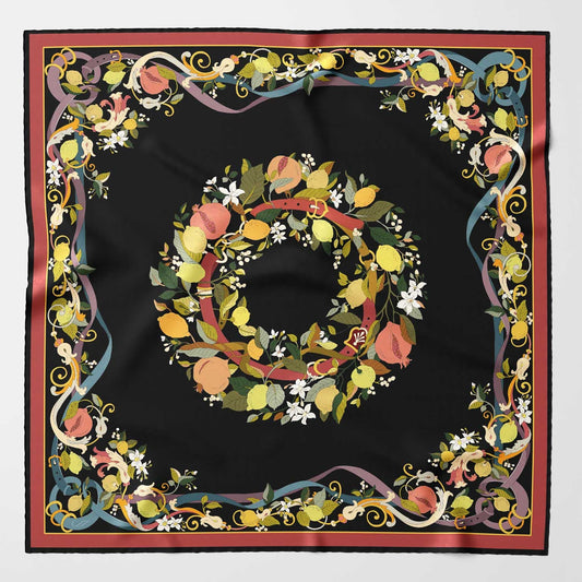 Anthea - Silk Foulard - Black - Solstik