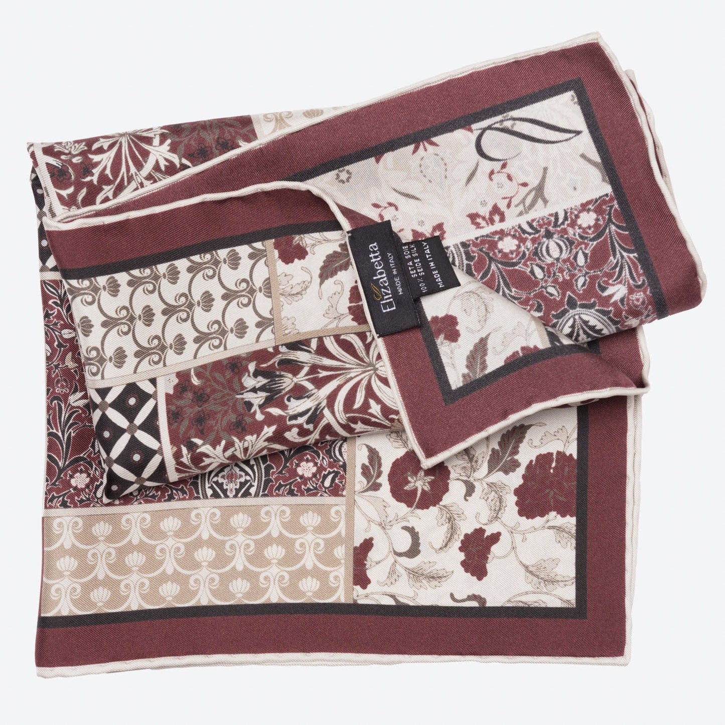Portici - Silk Pocket Square - Maroon - Solstik