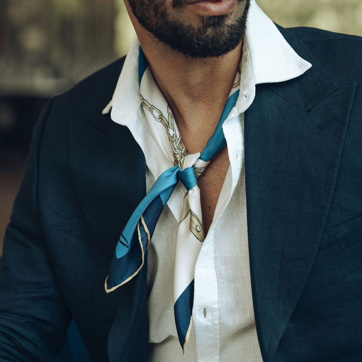San Siro - Silk Neckerchief - Blue - Solstik