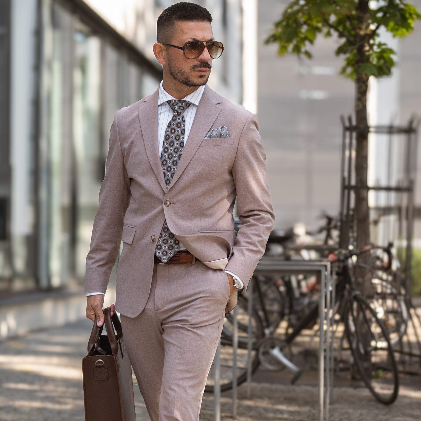 La Vigna - Printed Wool & Silk Tie - Grey - Solstik