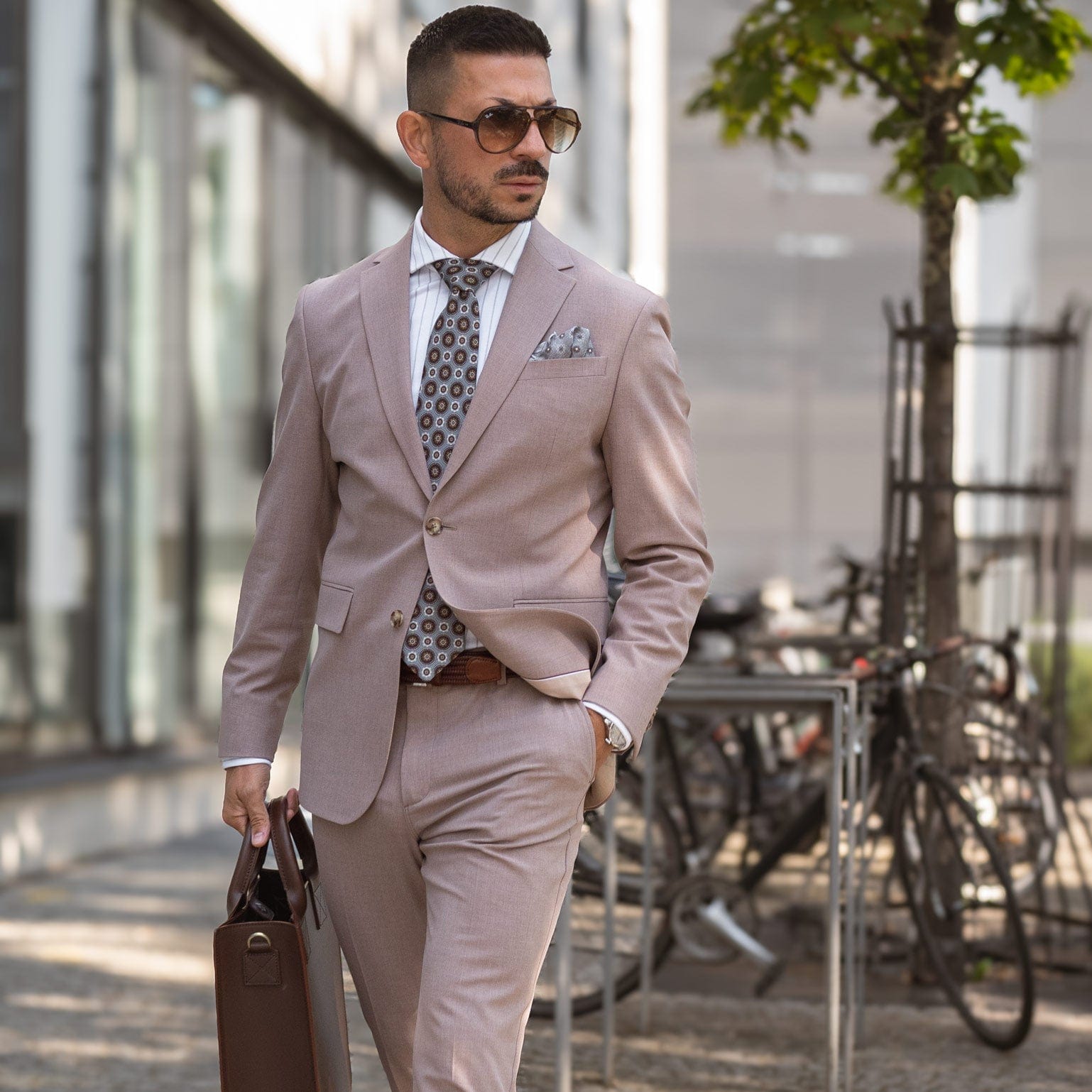 La Vigna - Printed Wool & Silk Tie - Grey - Solstik