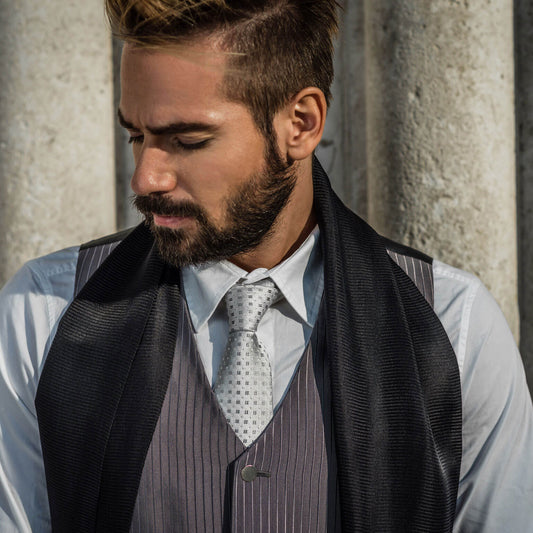 Barbera - Silk Jacquard Tie - Silver - Solstik