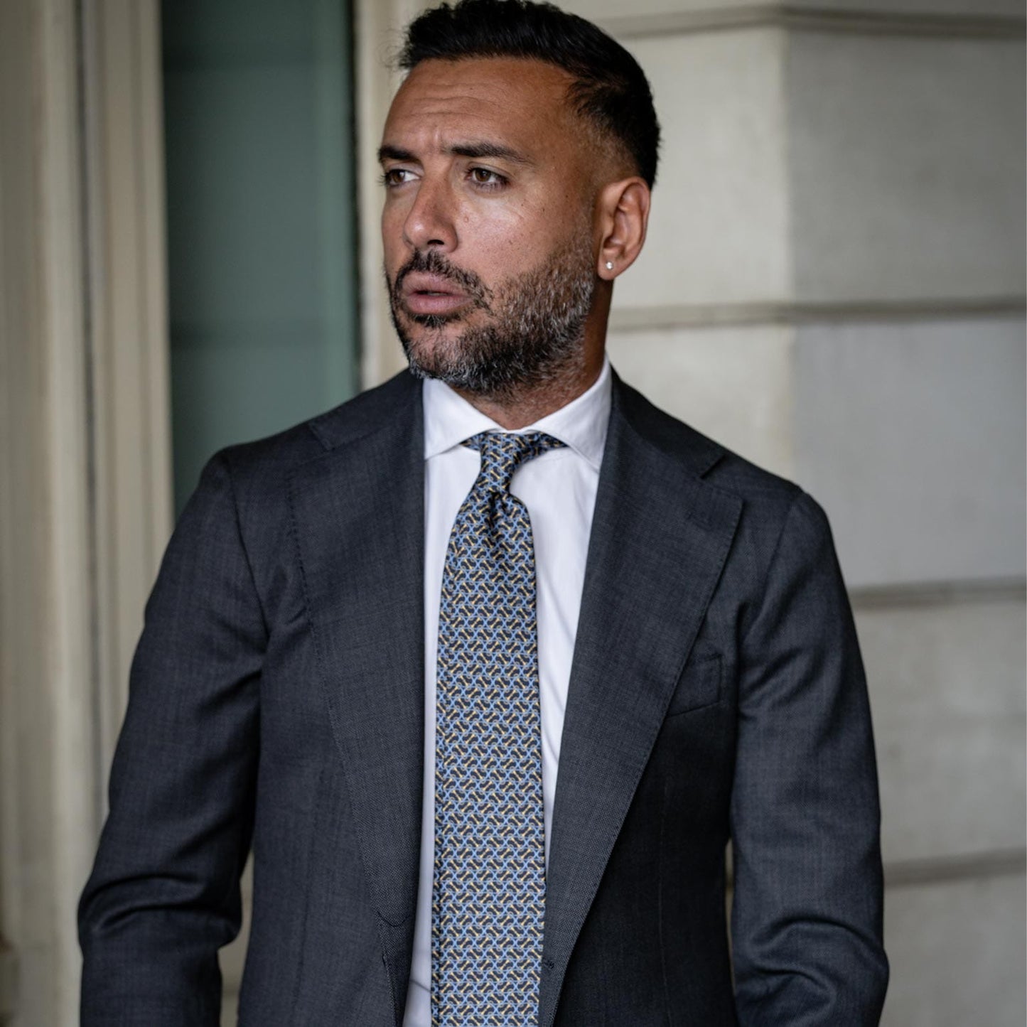Palio - Printed Silk Tie - Navy - Solstik