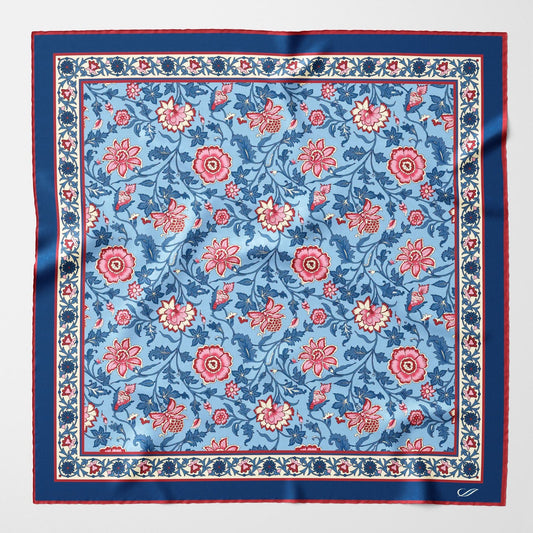 Ibiza - Silk Pocket Square - Blue & Pink - Solstik