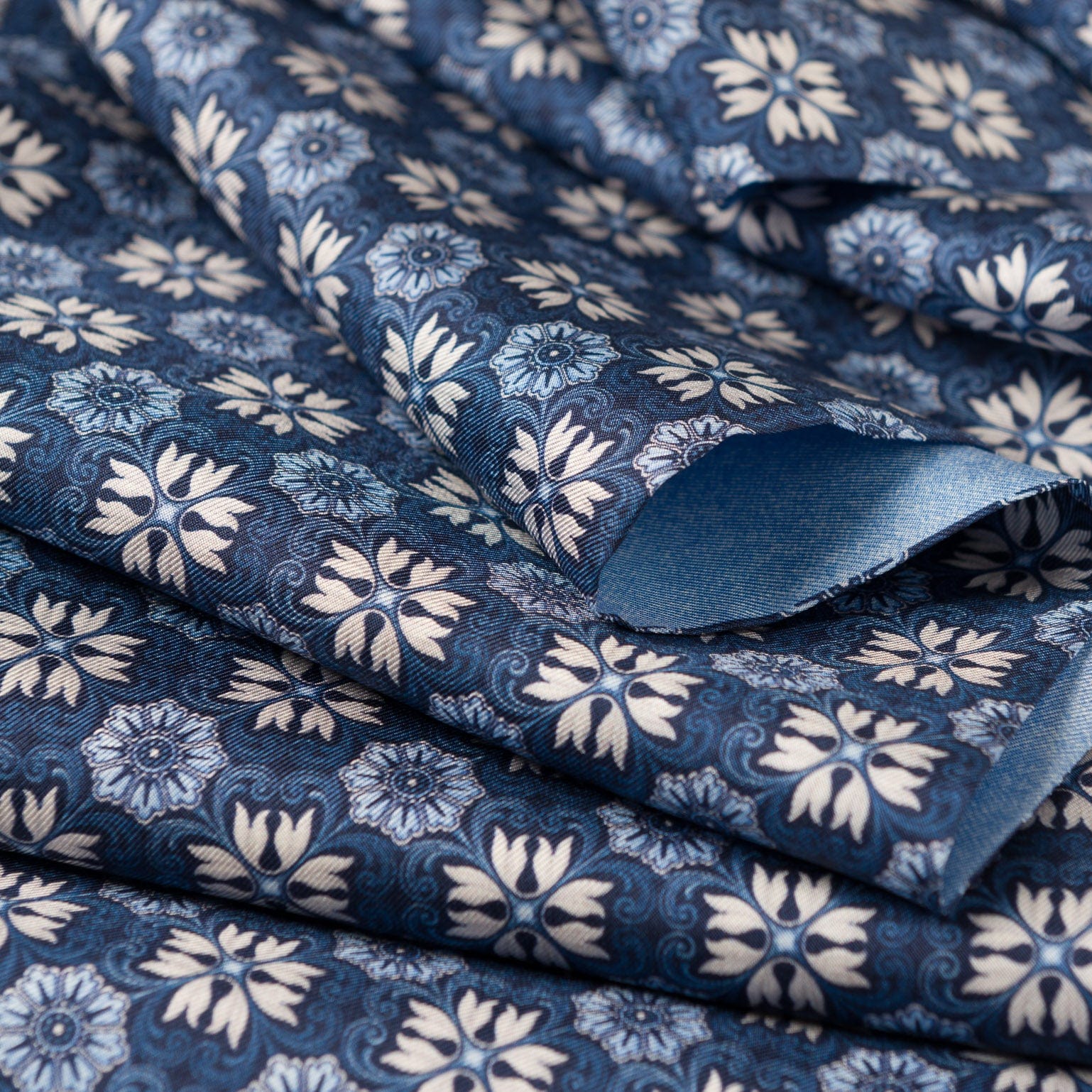 Appia - Reversible Silk Scarf - Blue - Solstik