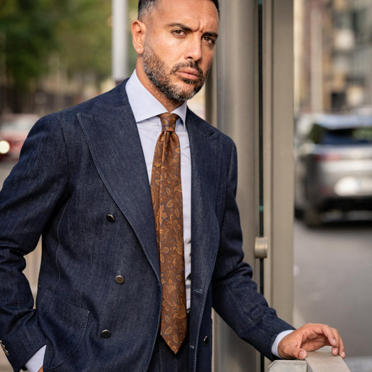 Borromeo - Printed Madder Silk Tie - Pecan Brown - Solstik