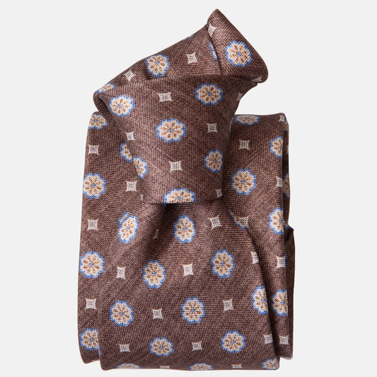 Antinori - Printed Silk Tie - Brown - Solstik