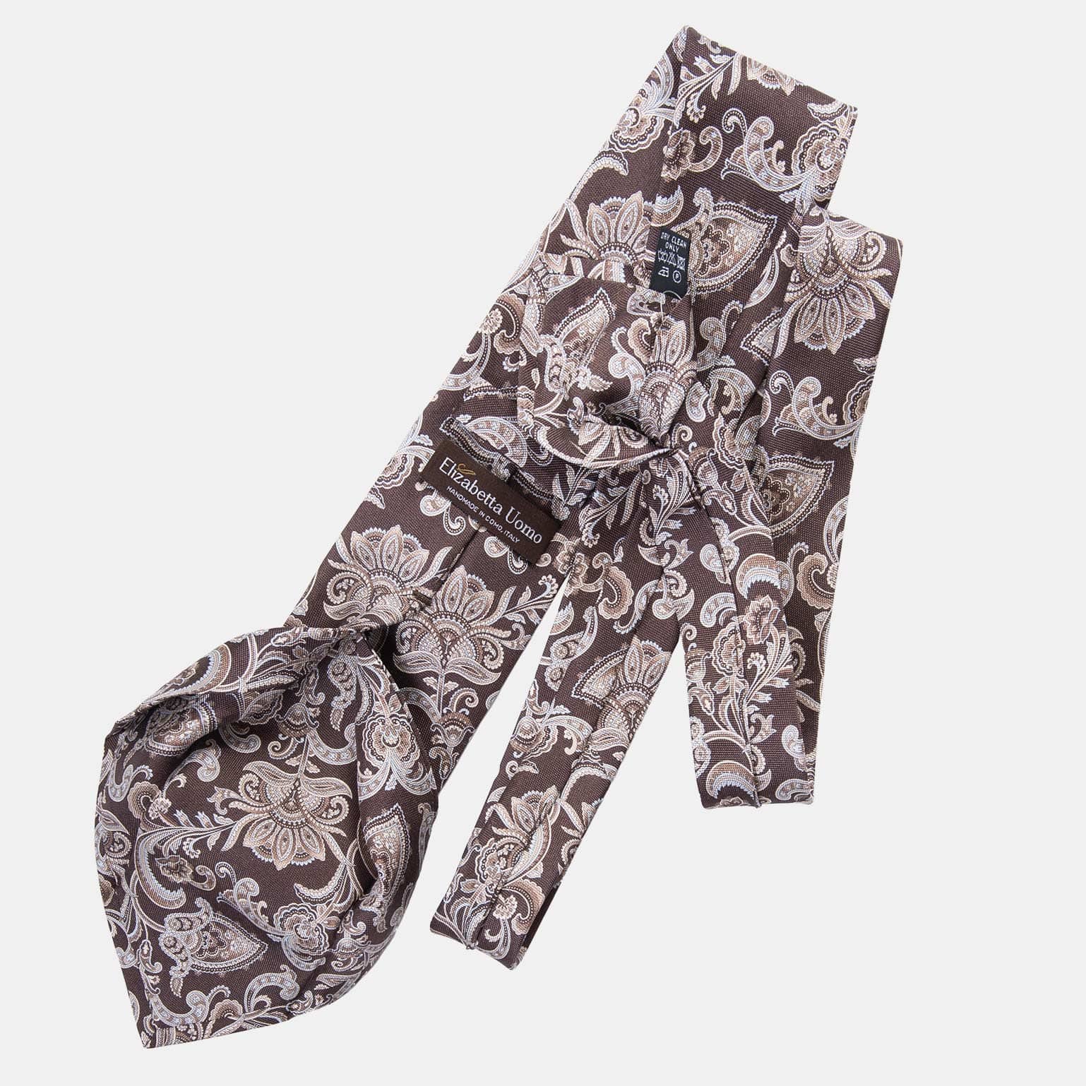 Novara - Printed Silk Tie - Brown - Solstik