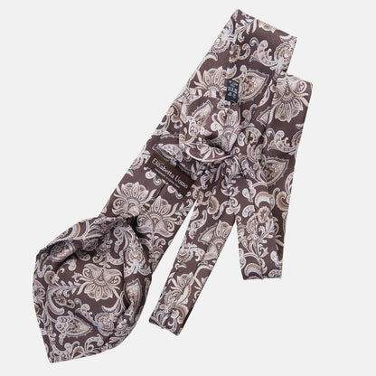 Novara - Printed Silk Tie - Brown - Solstik